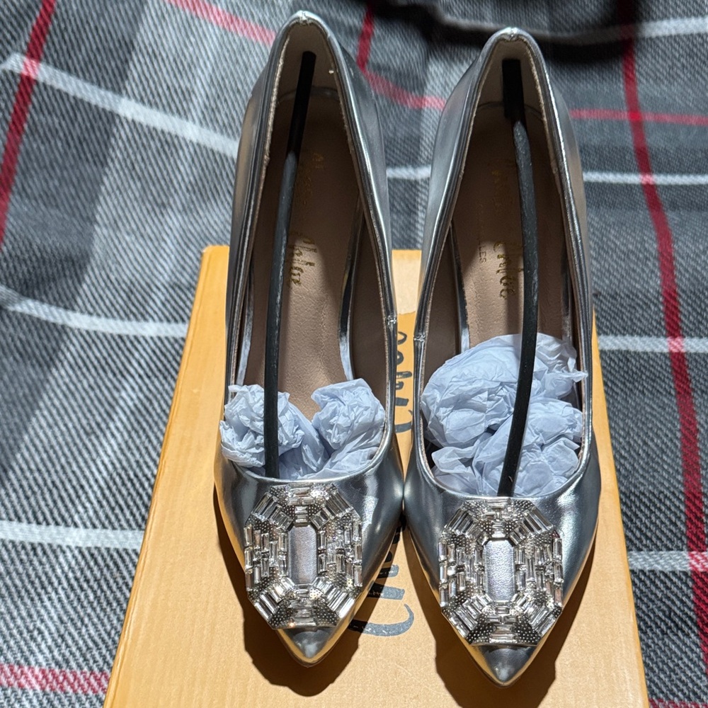 Chase + Chloe Silver Heels with Embellishments